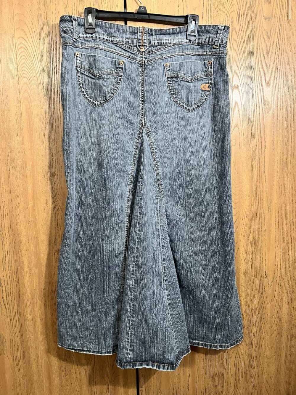 Vintage Y2K Rewind Low-Rise Denim Mermaid Flare Maxi Skirt - Picture 2 of 5